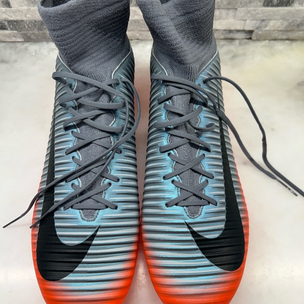 Nike Gray and Orange High-Top Cleats Never Worn